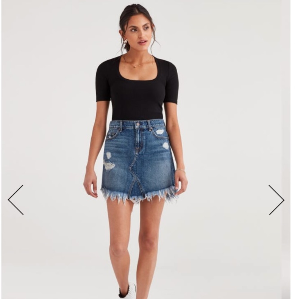 7 For All Mankind Destroyed Miniskirt